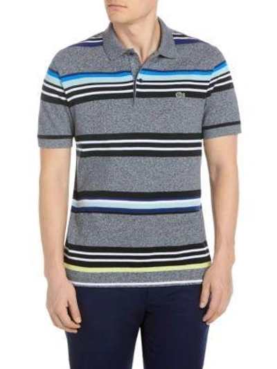 Shop Lacoste Striped Cotton Polo In Methylene Multi