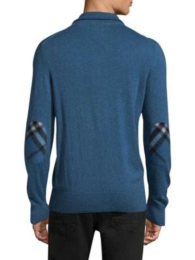 Shop Burberry Rawlins Half Zip Sweater In Steel Blue