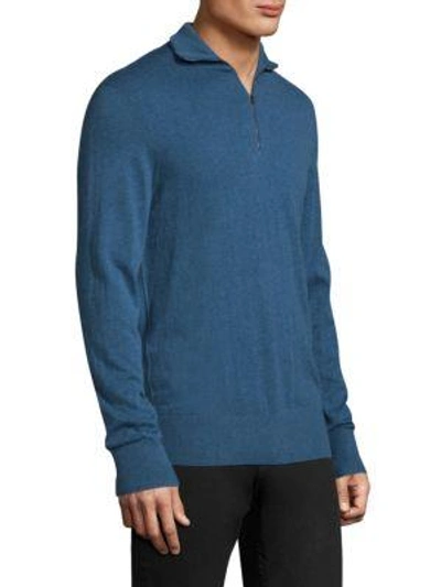 Shop Burberry Rawlins Half Zip Sweater In Steel Blue