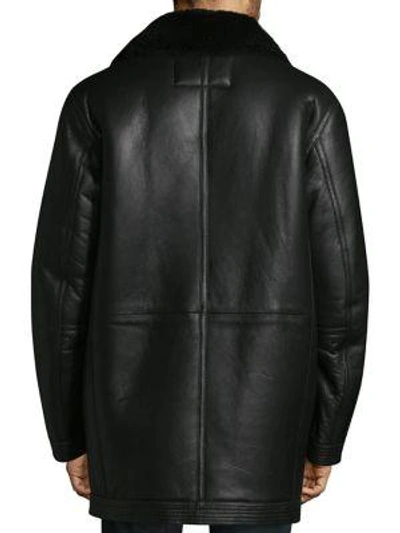 Shop Andrew Marc Frontier Shearling Double-breasted Jacket In Black