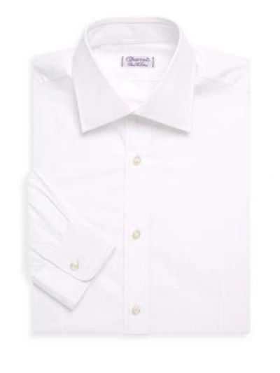 Shop Charvet Slim Fit-poplin Cotton Dress Shirt In White