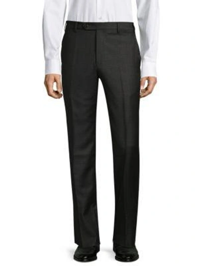 Shop Zanella Devon Straight Wool Trousers In Dark Brown