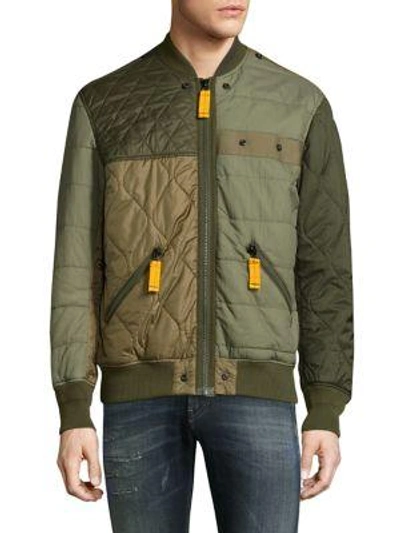 Shop Diesel Watertow Quilted Bomber Jacket In Forest Night