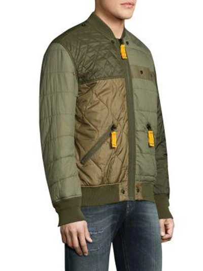 Shop Diesel Watertow Quilted Bomber Jacket In Forest Night