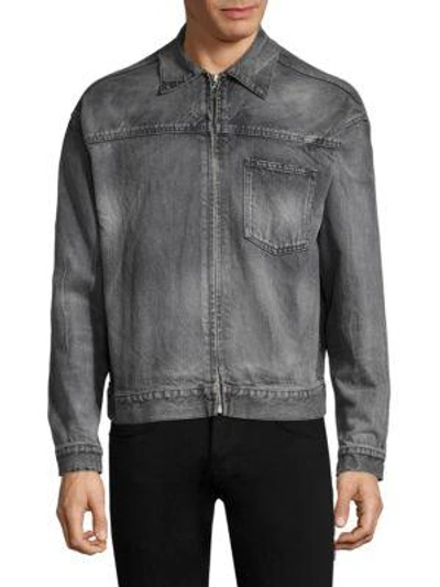 Shop John Elliott Full Zip Denim Jacket In Black