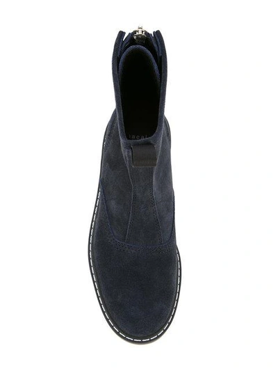 Shop Sacai Stitched Chelsea Boots In Blue