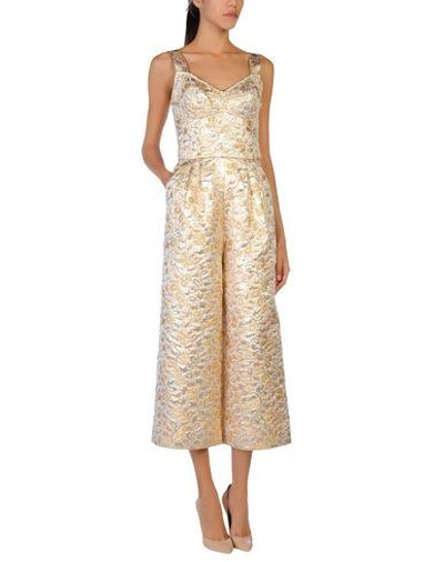 Shop Dolce & Gabbana Woman Jumpsuit Gold Size 2 Acrylic, Acetate, Polyamide, Lurex, Elastane