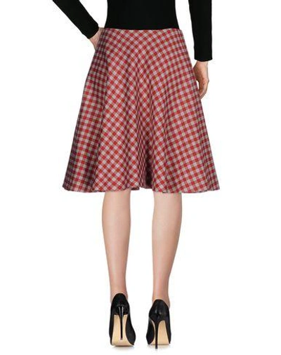 Shop Prada Knee Length Skirt In Red