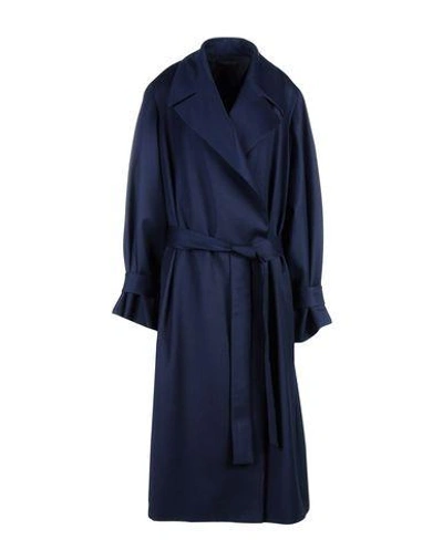 Shop The Row Belted Coats In Dark Blue