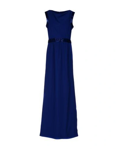 Shop Armani Collezioni Long Dress In Blue