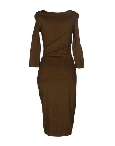 Shop French Connection Knee-length Dresses In Military Green