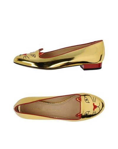 Shop Charlotte Olympia Loafers In Gold