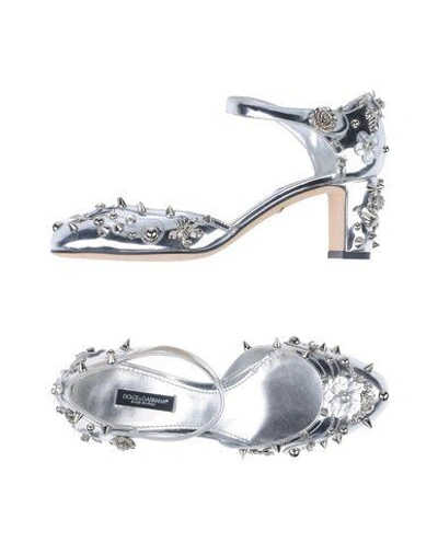 Shop Dolce & Gabbana Woman Pumps Silver Size 5.5 Calfskin, Lambskin