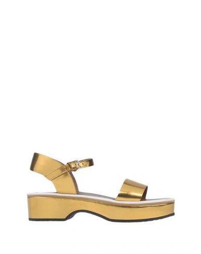 Shop Marni Sandals In Gold