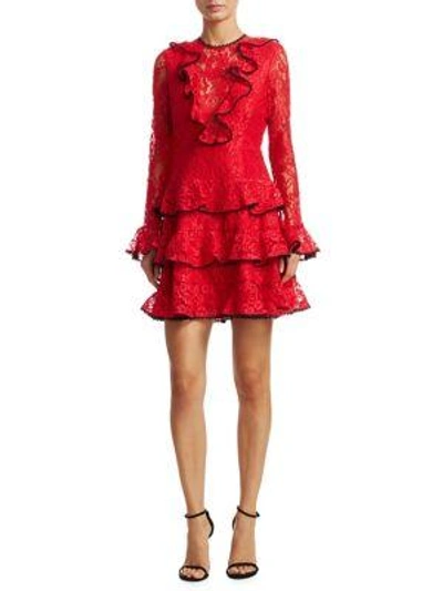 Shop Alexis Tracie Ruffle Mini Dress In Red