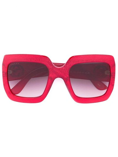 Shop Gucci Oversize Square Frame Sunglasses In Red