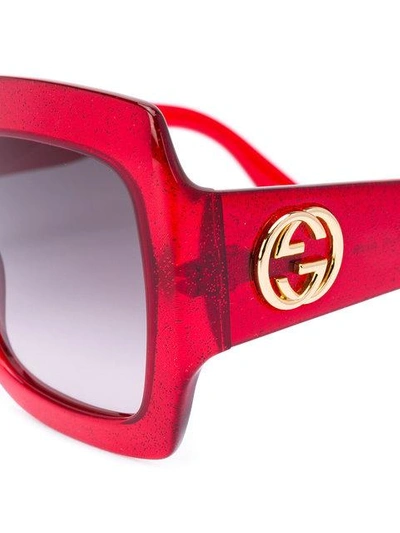 Shop Gucci Oversize Square Frame Sunglasses In Red