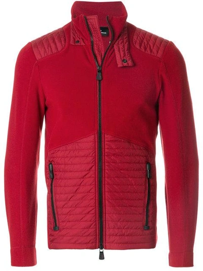 Shop Moncler Panelled Zipped Sweatshirt In Red
