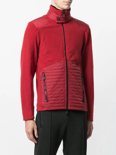 Shop Moncler Panelled Zipped Sweatshirt In Red