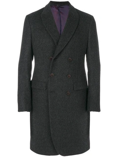 Shop Giorgio Armani Double Breasted Fitted Coat