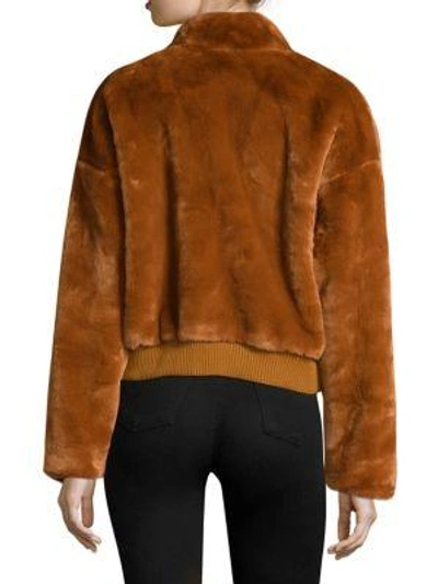 Shop Free People Furry Faux Fur Bomber Jacket In Terracotta