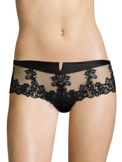 Shop Simone Perele Saga Floral Lace Boyshorts In Black