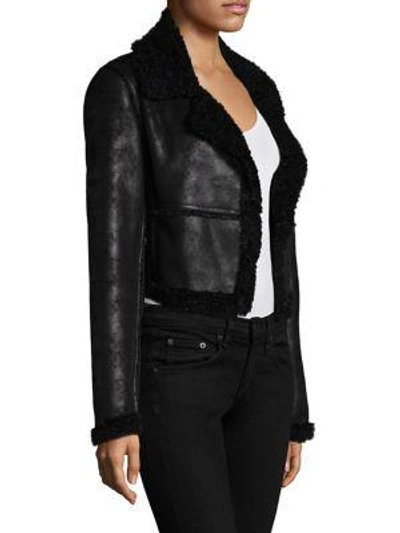 Shop Ella Moss Claudine Shearling Jacket In Black