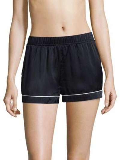 Shop Asceno Luxe Silk Pajama Shorts In Midnight