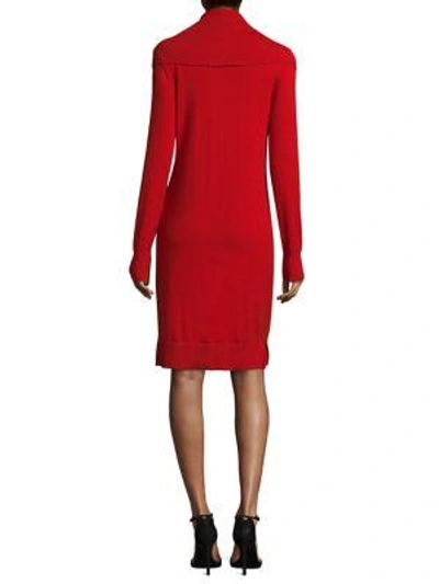 Shop Dkny Rib Cowlneck Dress In Holiday Red