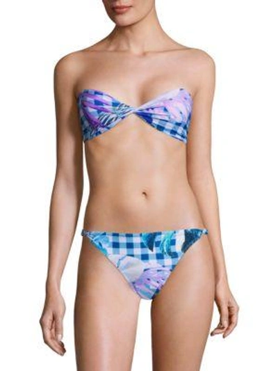 Shop 6 Shore Road Blanca Bikini Top In Gingham Palm Aqua