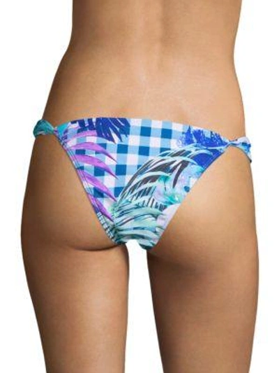 Shop 6 Shore Road Blanca Bikini Bottom In Gingham Palm Aqua
