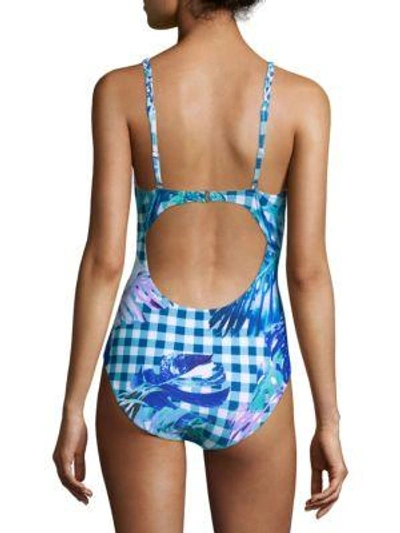 Shop 6 Shore Road Pool Crush Swimsuit In Gingham Palm Aqua