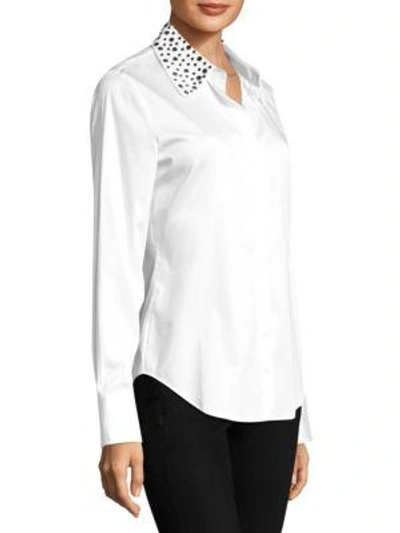 Shop Ag Studded Collar Button Front Shirt In True White