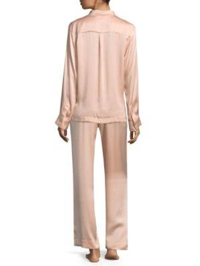 Shop Asceno Luxe Silk Pyjama Top In Pale Blush