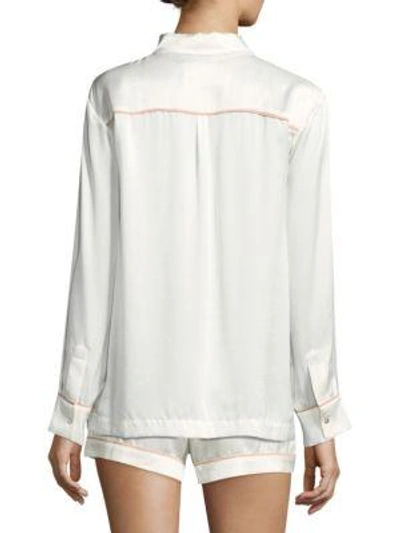 Shop Asceno Edgy Silk Pajama Top In Rose Edged