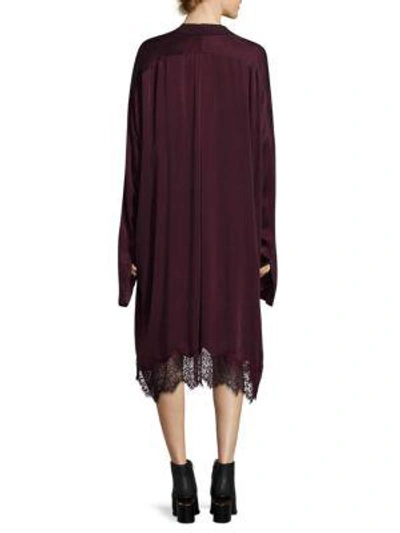 Shop Faith Connexion Silk Lace Dress In Burgundy