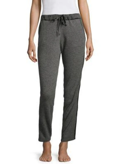 Shop Josie Natori Ribbed Cashmere Jogger Pants In Charcoal