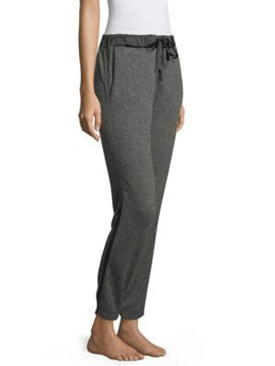 Shop Josie Natori Ribbed Cashmere Jogger Pants In Charcoal
