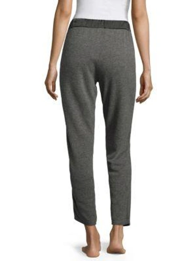 Shop Josie Natori Ribbed Cashmere Jogger Pants In Taupe