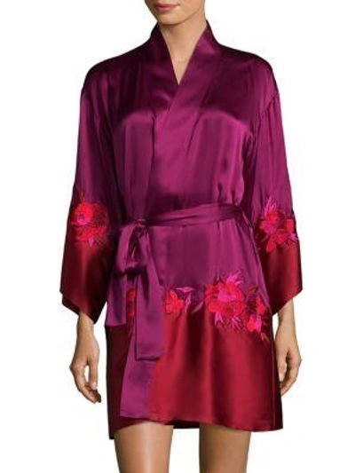 Shop Josie Natori Isabel Silk Wrap Robe In Magenta