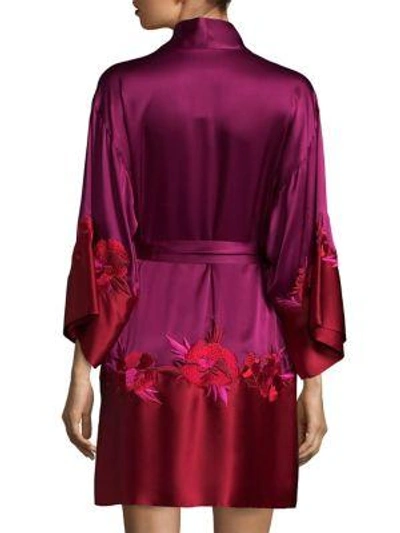 Shop Josie Natori Isabel Silk Wrap Robe In Magenta