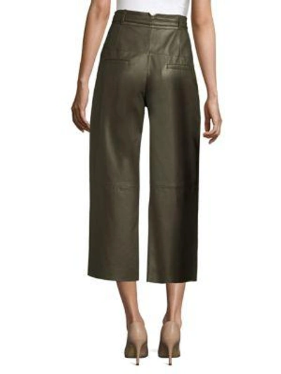 Shop Lk Bennett Flared Leather Trousers In Forest Green
