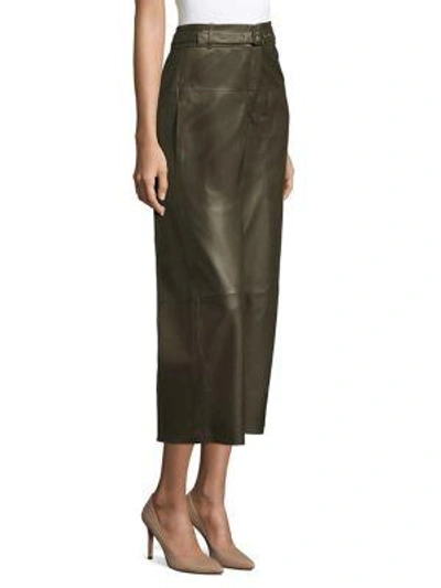 Shop Lk Bennett Flared Leather Trousers In Forest Green