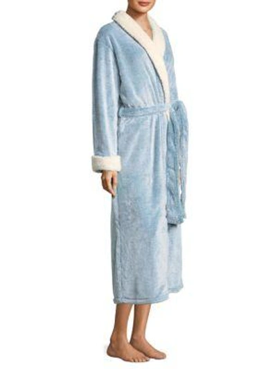 Shop Natori Plush Robe In Light Blue