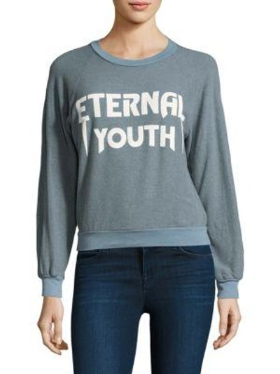 Shop Wildfox Eternal Youth Sweatshirt In Vision Blue