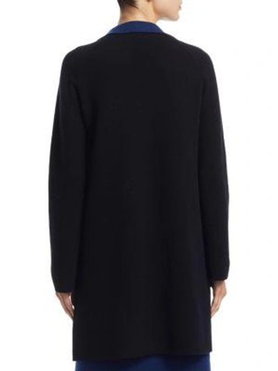 Shop Akris Reversible Knit Cashmere Coat In Atlantic Black Paper