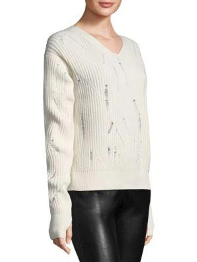 Shop Helmut Lang Drop Needle Wool Sweater In Ivory