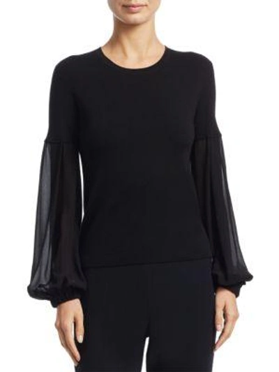 Shop Akris Knit Flare-sleeve Pullover In Black