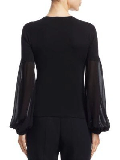 Shop Akris Knit Flare-sleeve Pullover In Black