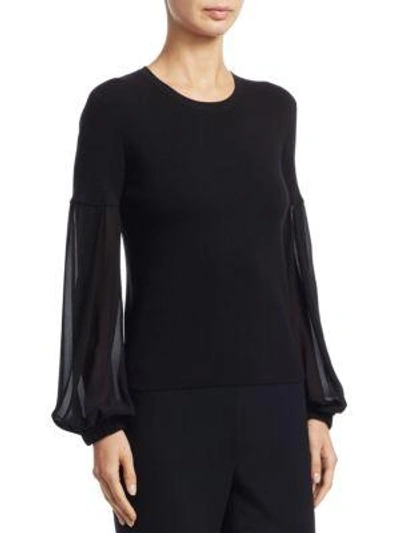 Shop Akris Knit Flare-sleeve Pullover In Black